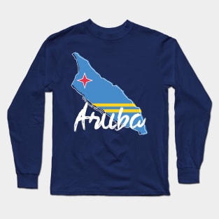 Aruba Map and Flag Long Sleeve T-Shirt